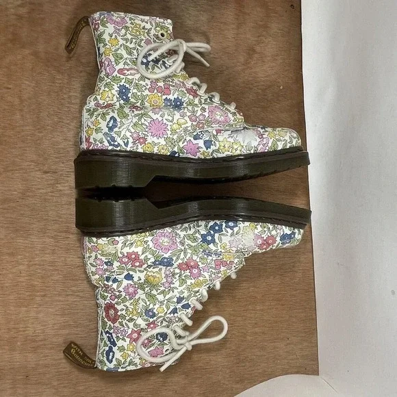 Dr Martens Liberty London White Retro Leather Floral Boots 10072 Women Size 6